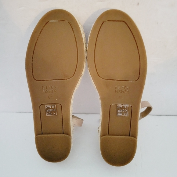 NEW Eileen Fisher Lala Beige Ankle Straap Espadrille Sandals Flat Zip Size 6.5 - Picture 6 of 7